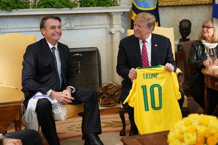 imagem colorida de Jair Bolsonro com Donald Trump