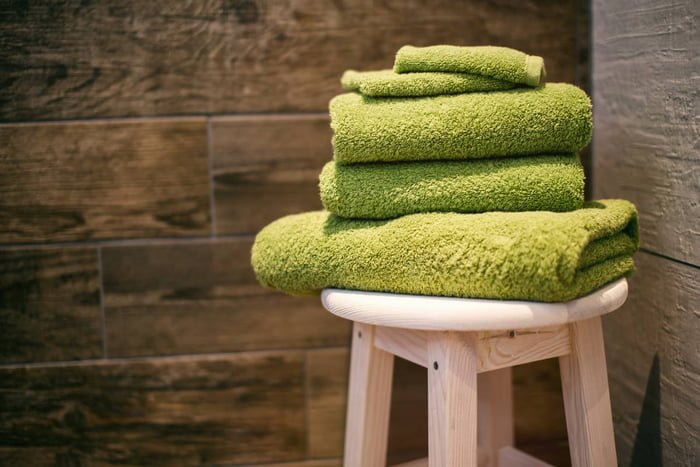 Foto colorida de toalha de banho