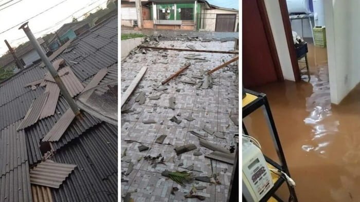 Montagem de estragos causados por temporal em Santa Catarina - Metrópoles