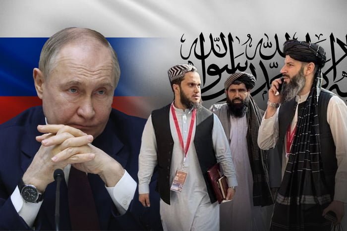 Montagem mostra Putin e membros do grupo Talibã - Metrópoles