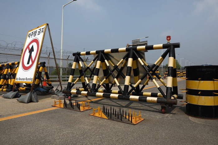 Barricadas perto da Zona Desmilitarizada: as tensões entre sul-coreanos e norte-coreanos aumentaram acentuadamente nos últimos dias, com ambos os lados envolvidos em ações provocativas
