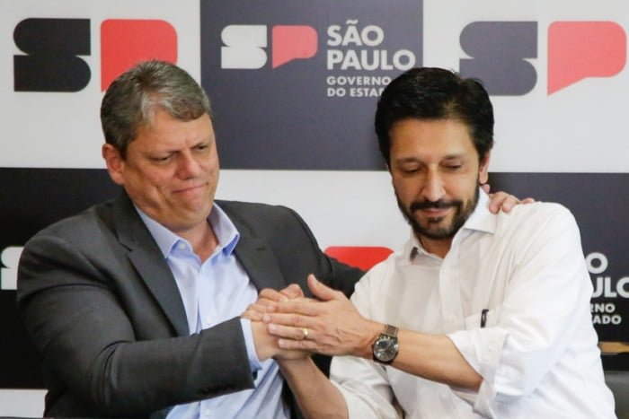 foto colorida do O governador Tarcísio de Freitas e o prefeito de SP, Ricardo Nunes - Metrópoles
