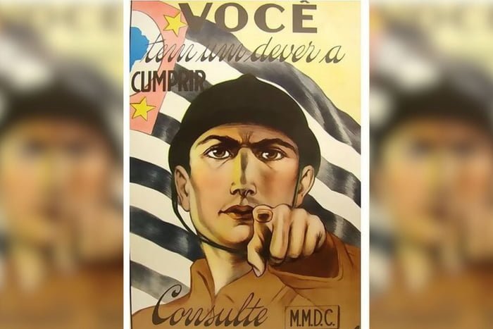 Cartaz convocando jovens paulistas para a revolução de 1932